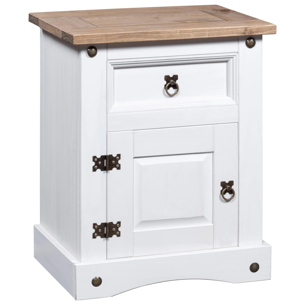 Bedside Cabinet Mexican Pine Corona Range White 53x39x67 cm - Newstart Furniture
