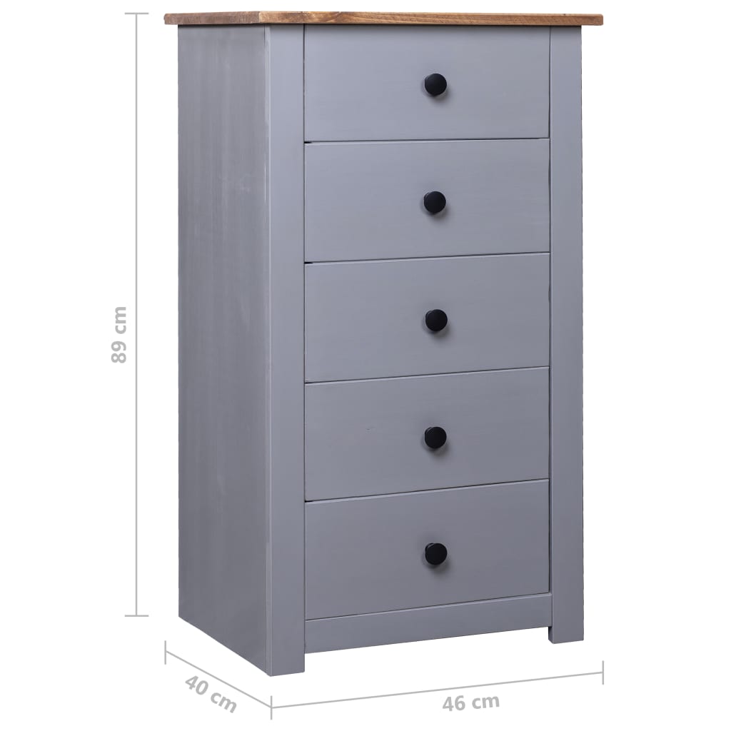 Sideboard Grey 46x40x89 cm Pine Panama Range - Newstart Furniture