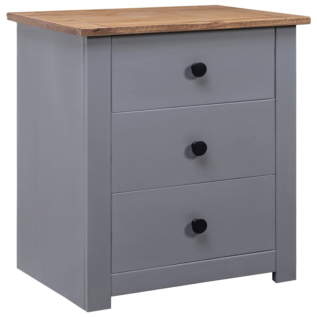 Bedside Cabinet Grey 46x40x57 cm Pinewood Panama Range - Newstart Furniture