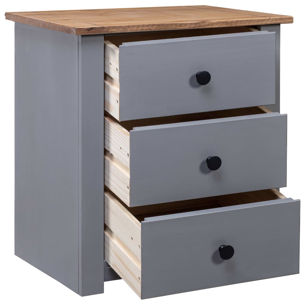 Bedside Cabinet Grey 46x40x57 cm Pinewood Panama Range - Newstart Furniture