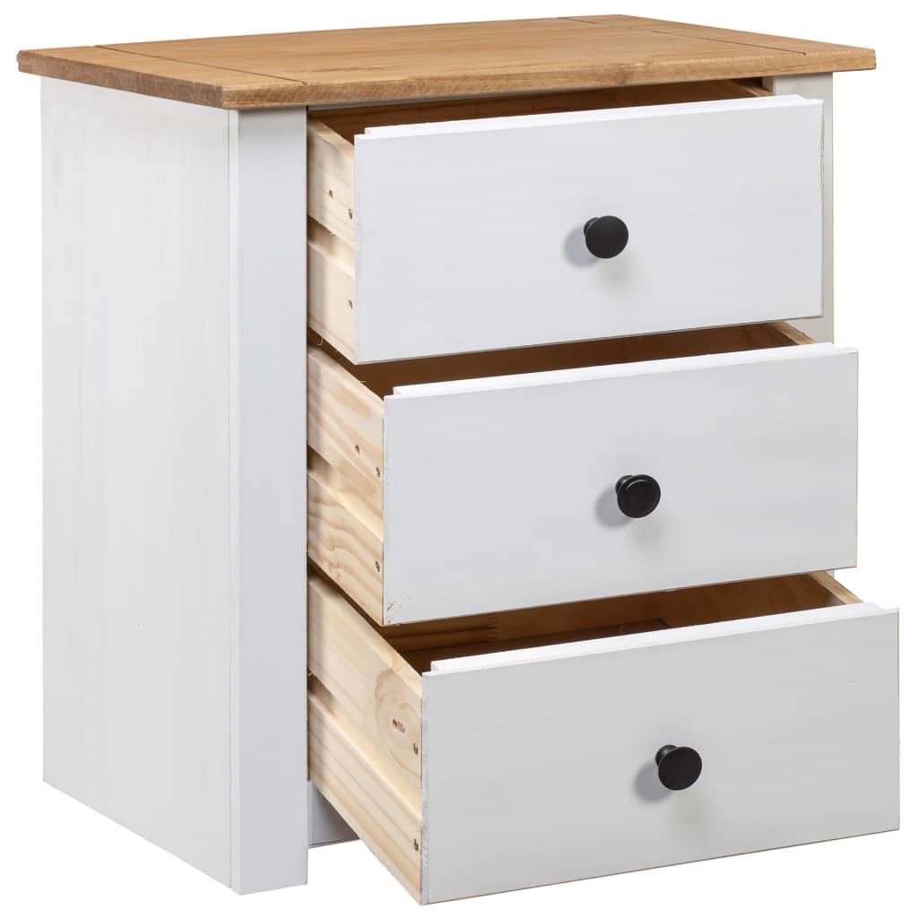 Bedside Cabinet White 46x40x57 cm Pinewood Panama Range - Newstart Furniture