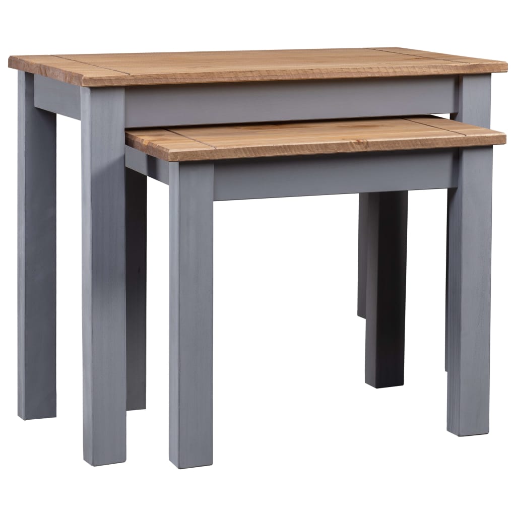 Nesting Tables 2 pcs Grey Solid Pine Wood Panama Range - Newstart Furniture