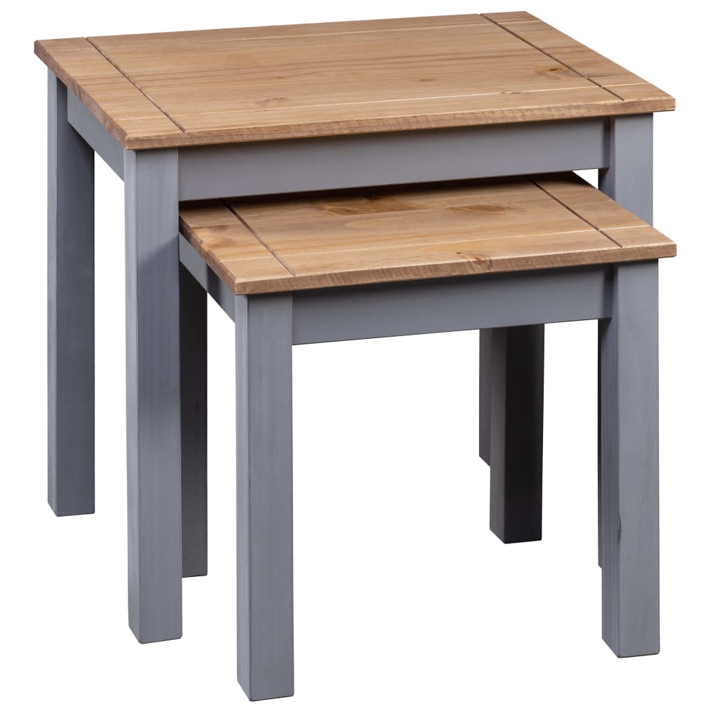 Nesting Tables 2 pcs Grey Solid Pine Wood Panama Range - Newstart Furniture