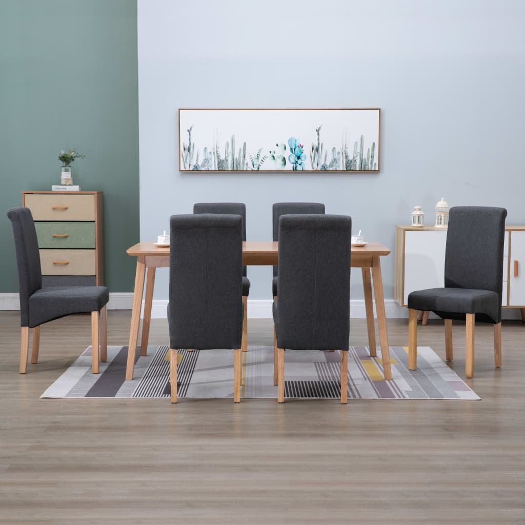 Dining Chairs 6 pcs Grey Fabric - Newstart Furniture