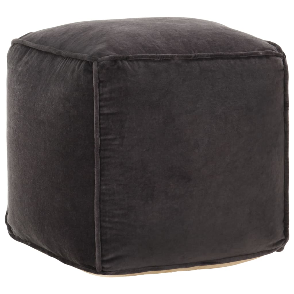 Pouffe Cotton Velvet 40x40x40 cm Anthracite - Newstart Furniture