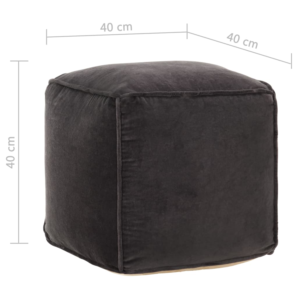 Pouffe Cotton Velvet 40x40x40 cm Anthracite - Newstart Furniture