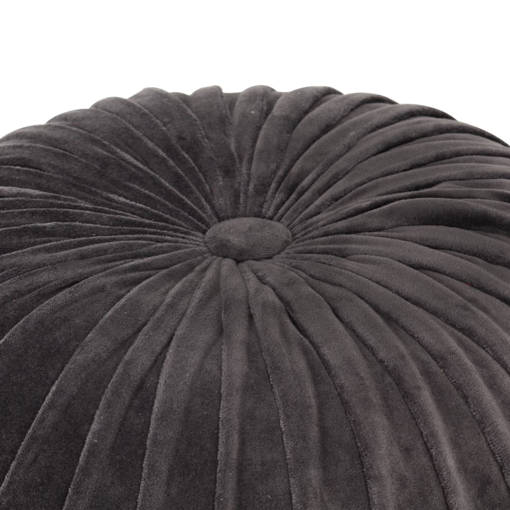 Pouffe Cotton Velvet Smock Design 40x30 cm Anthracite - Newstart Furniture