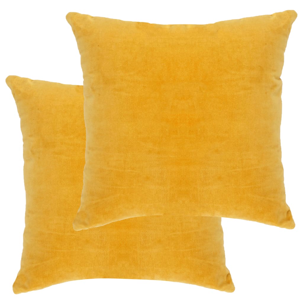 Cushions Cotton Velvet 2 pcs 45x45 cm Yellow - Newstart Furniture