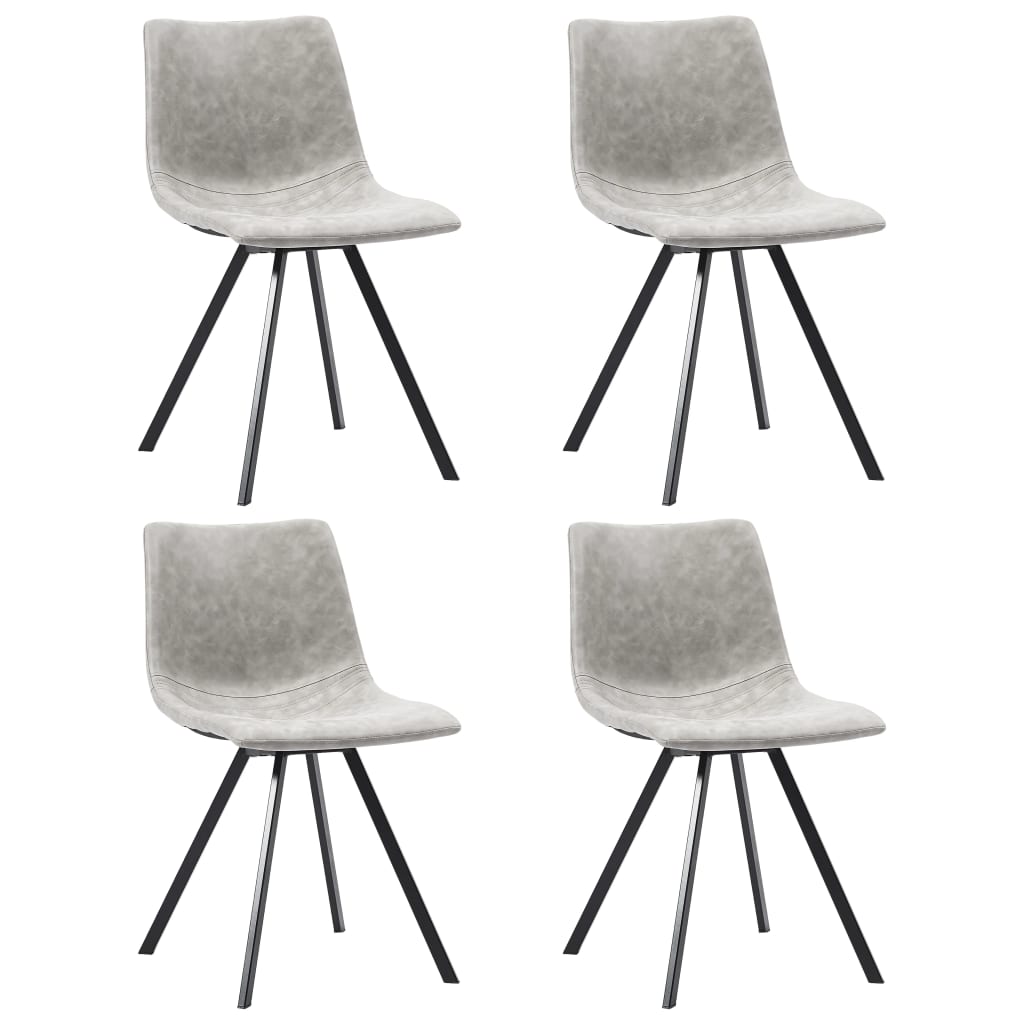 Dining Chairs 4 pcs Light Grey Faux Leather - Newstart Furniture