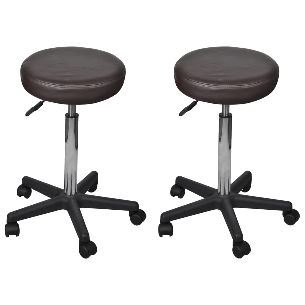 Office Stools 2 pcs Brown 35.5x84 cm Faux Leather - Newstart Furniture