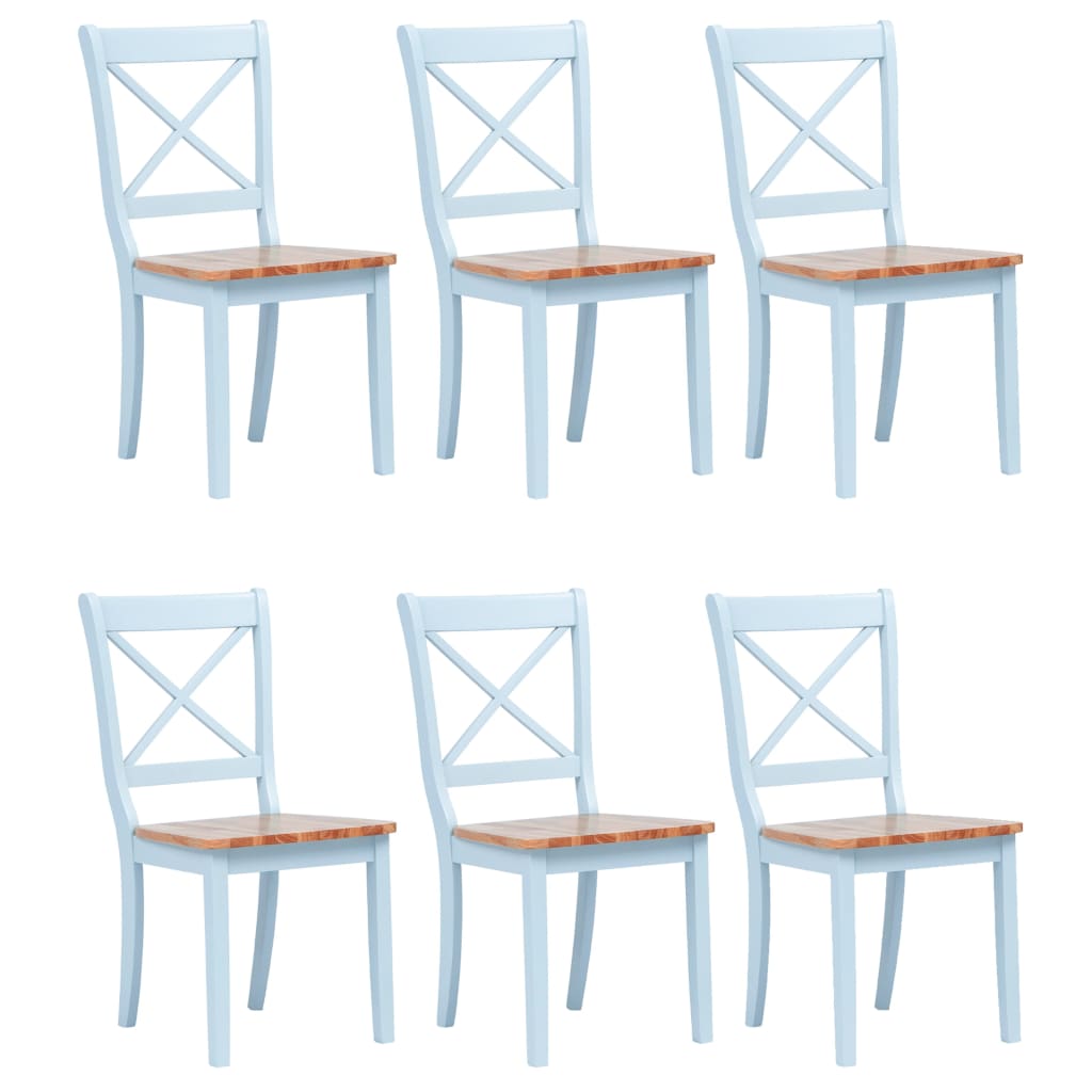 Dining Chairs 6 pcs Grey and Light Wood Solid Rubber Wood - Newstart Furniture