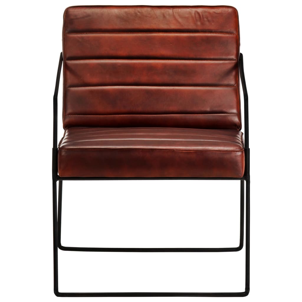 Armchair Dark Brown Real Leather - Newstart Furniture