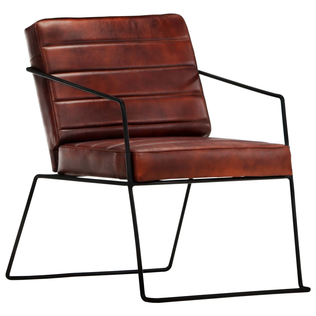 Armchair Dark Brown Real Leather - Newstart Furniture