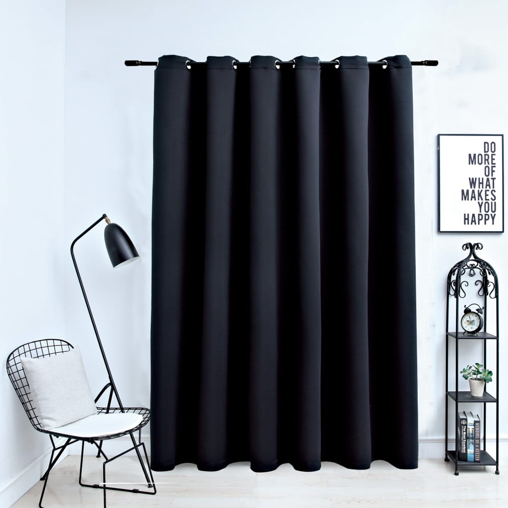Blackout Curtain with Metal Rings Black 290x245 cm - Newstart Furniture
