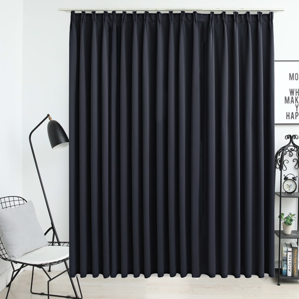 Blackout Curtain with Hooks Black 290x245 cm - Newstart Furniture