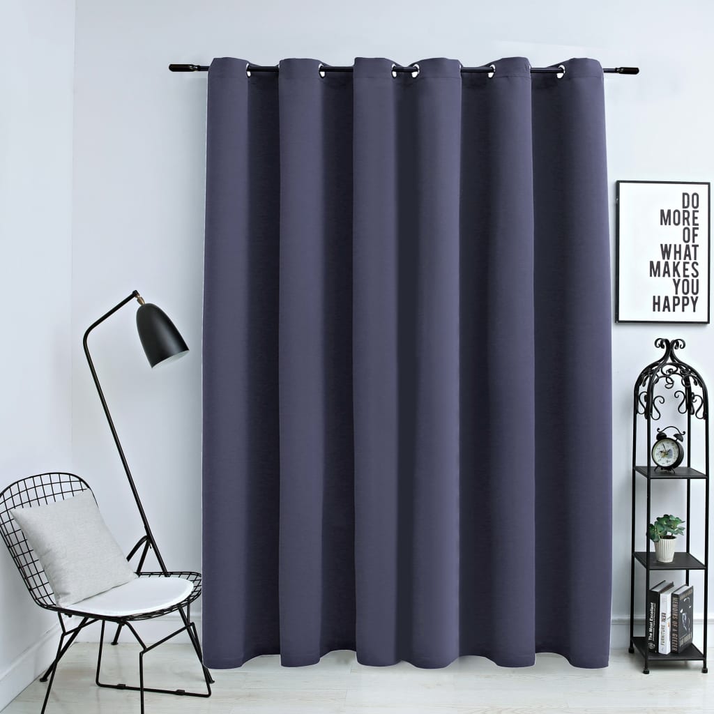 Blackout Curtain with Metal Rings Anthracite 290x245 cm - Newstart Furniture
