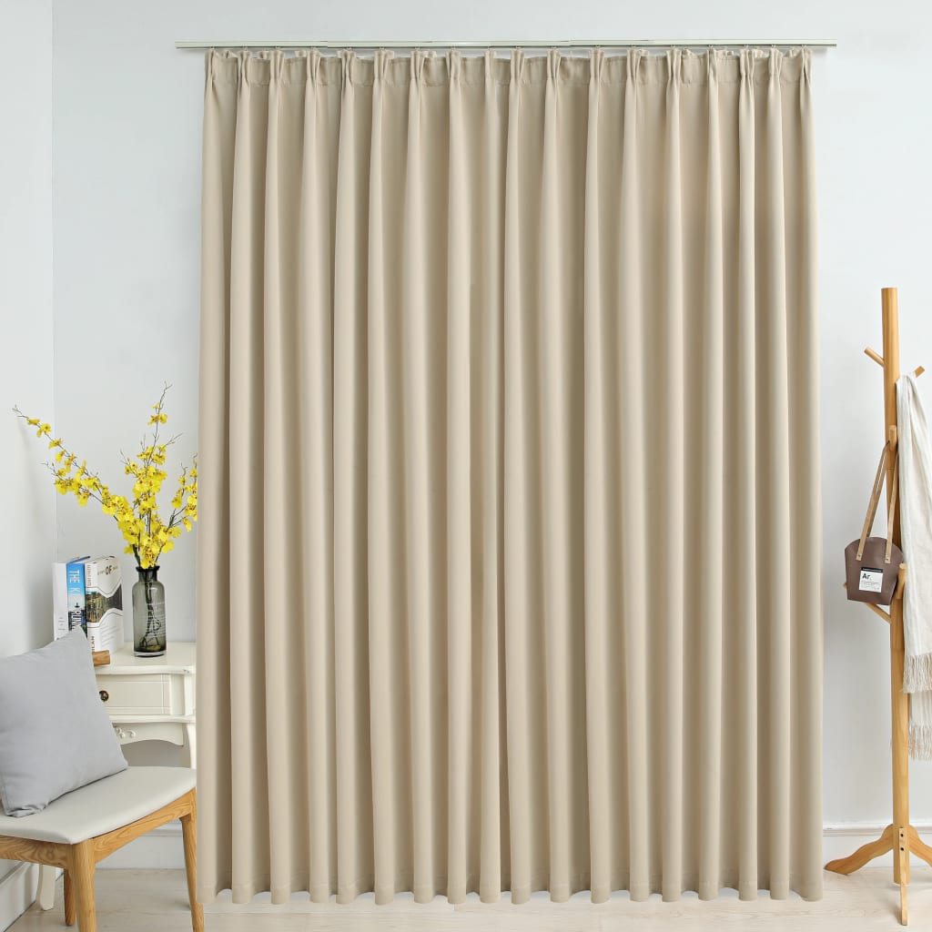 Blackout Curtain with Hooks Beige 290x245 cm - Newstart Furniture