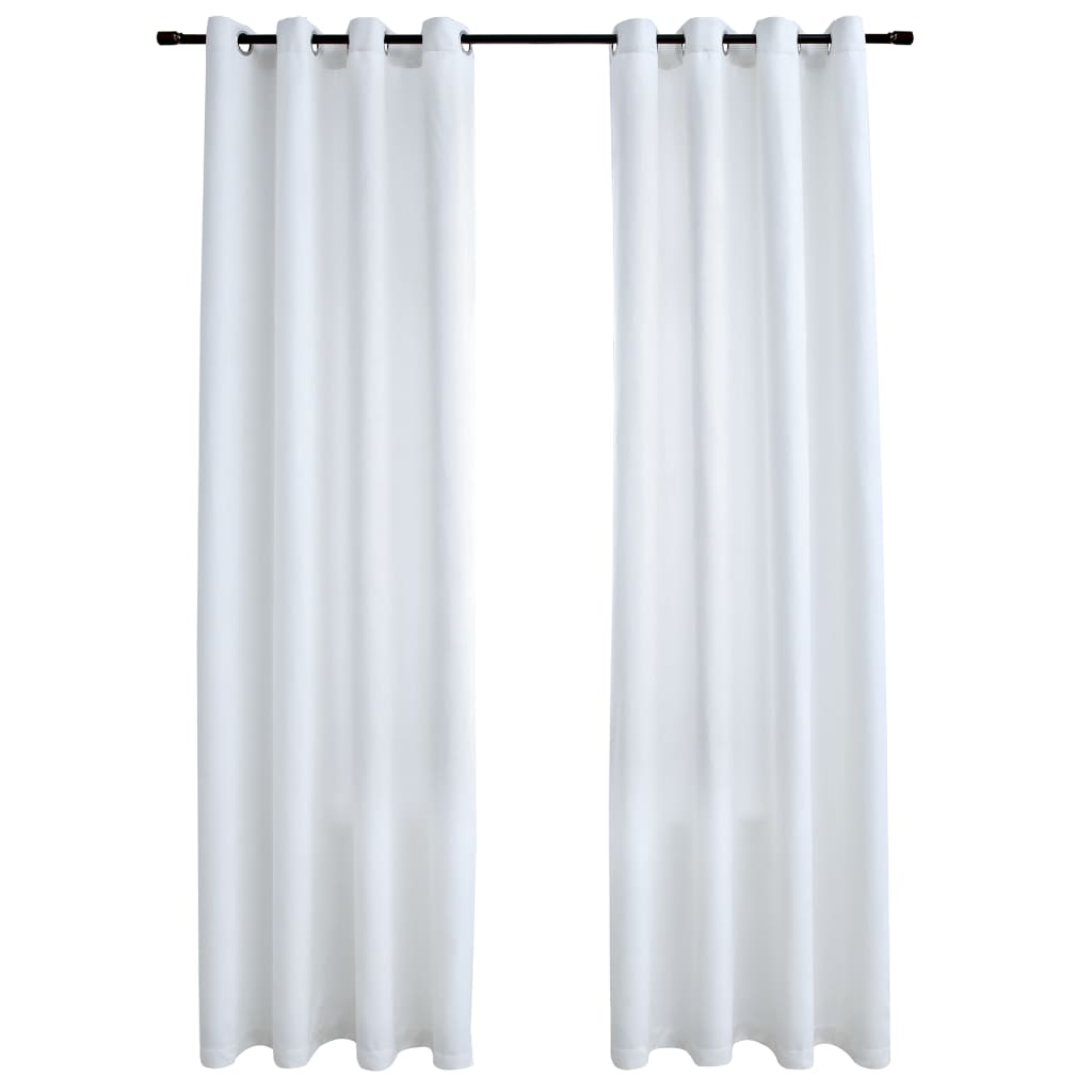 Blackout Curtains with Metal Rings 2 pcs Off White 140x225 cm - Newstart Furniture