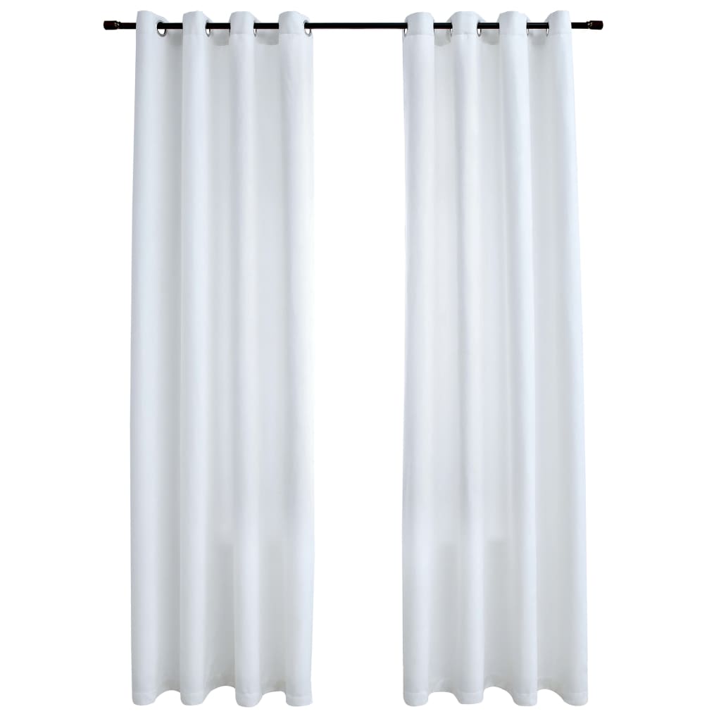 Blackout Curtains with Metal Rings 2 pcs Off White 140x245 cm - Newstart Furniture