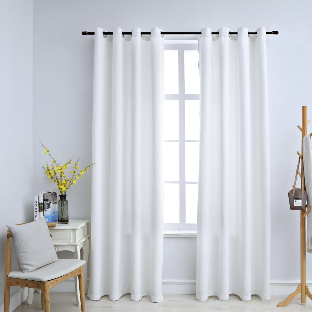 Blackout Curtains with Metal Rings 2 pcs Off White 140x245 cm - Newstart Furniture