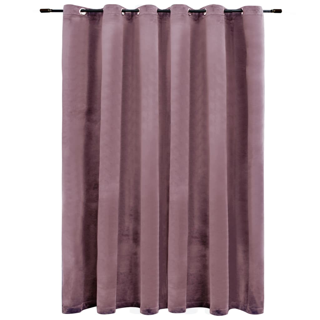 Blackout Curtain with Metal Rings Velvet Antique Pink 290x245 cm - Newstart Furniture