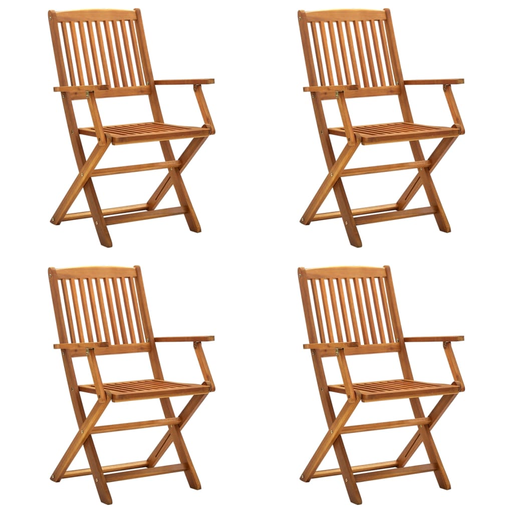 Folding Outdoor Chairs 4 pcs Solid Acacia Wood - Newstart Furniture
