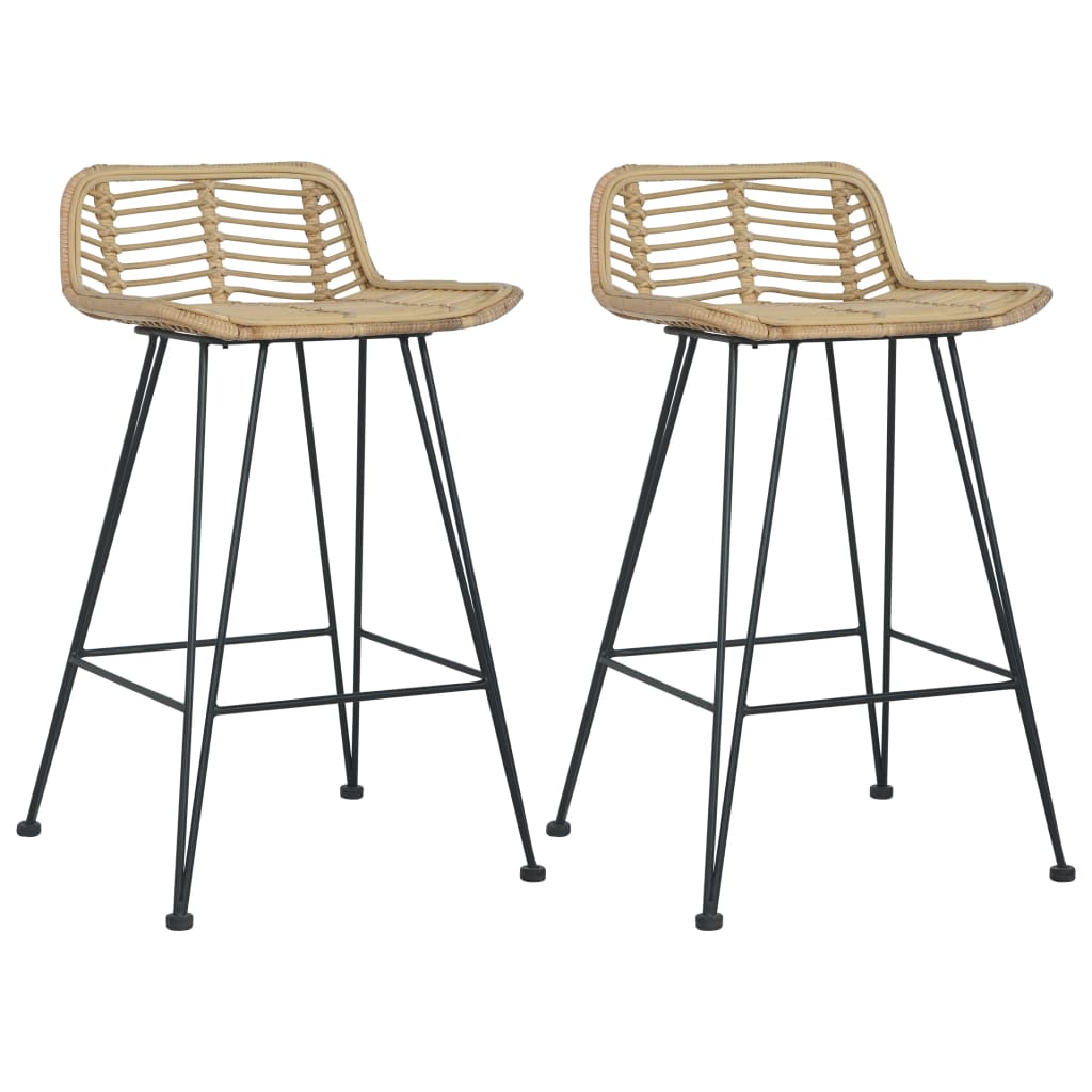 Bar Chairs 2 pcs Natural Rattan - Newstart Furniture