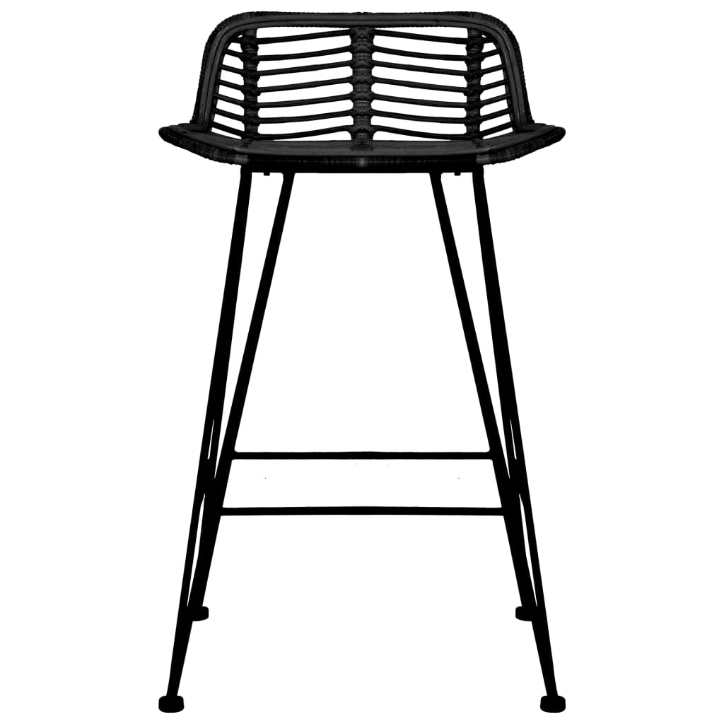 Bar Chairs 2 pcs Black Rattan - Newstart Furniture