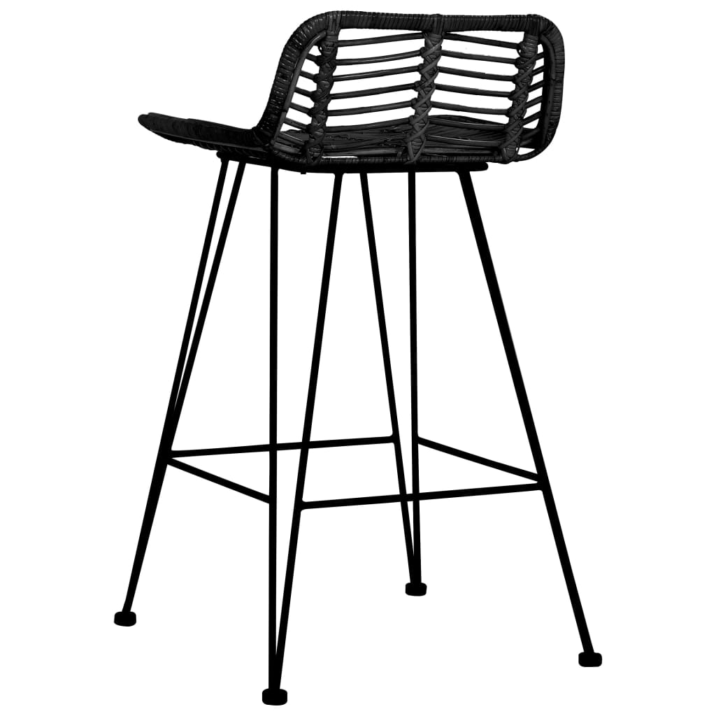 Bar Chairs 2 pcs Black Rattan - Newstart Furniture
