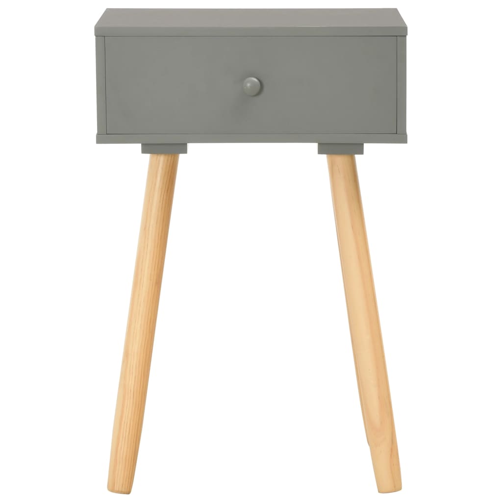 Bedside Tables 2 pcs Grey Solid Pinewood - Newstart Furniture
