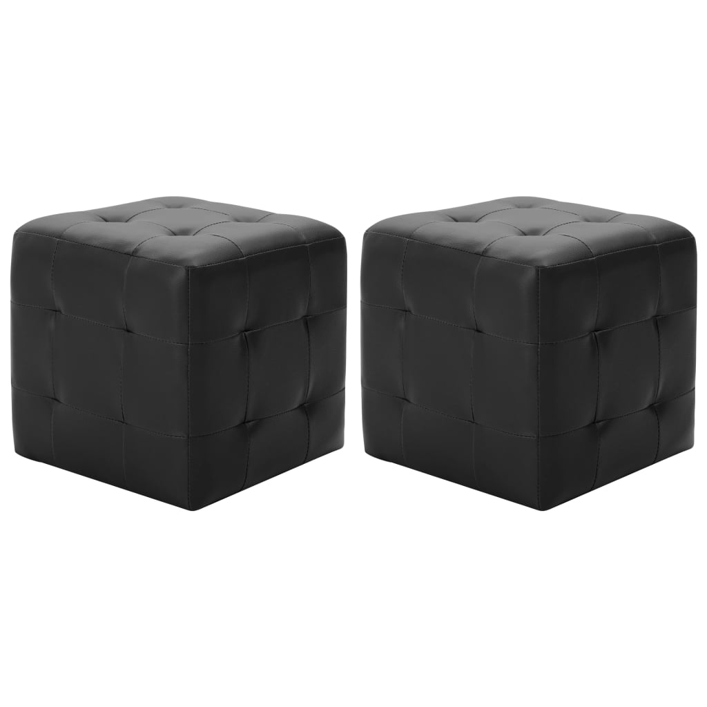 Pouffe 2 pcs Black 30x30x30 cm Faux Leather - Newstart Furniture