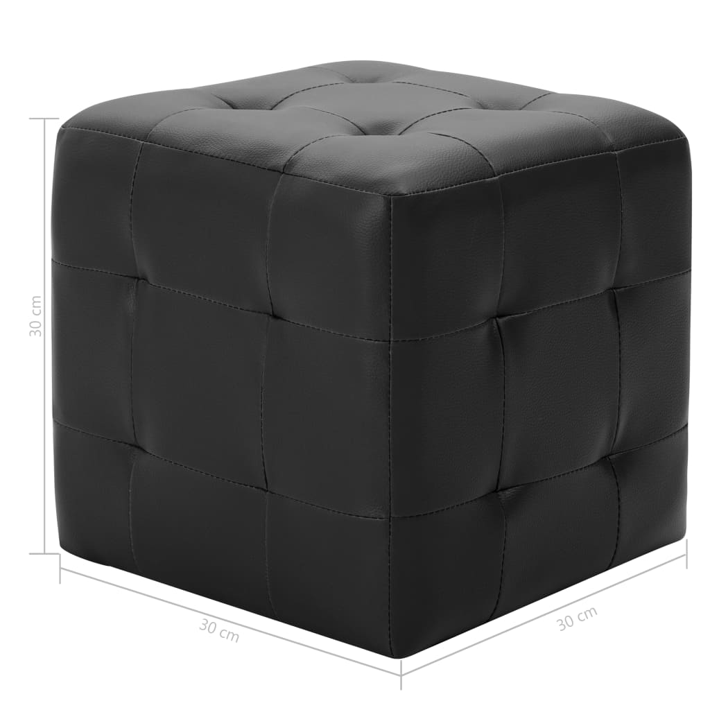Pouffe 2 pcs Black 30x30x30 cm Faux Leather - Newstart Furniture