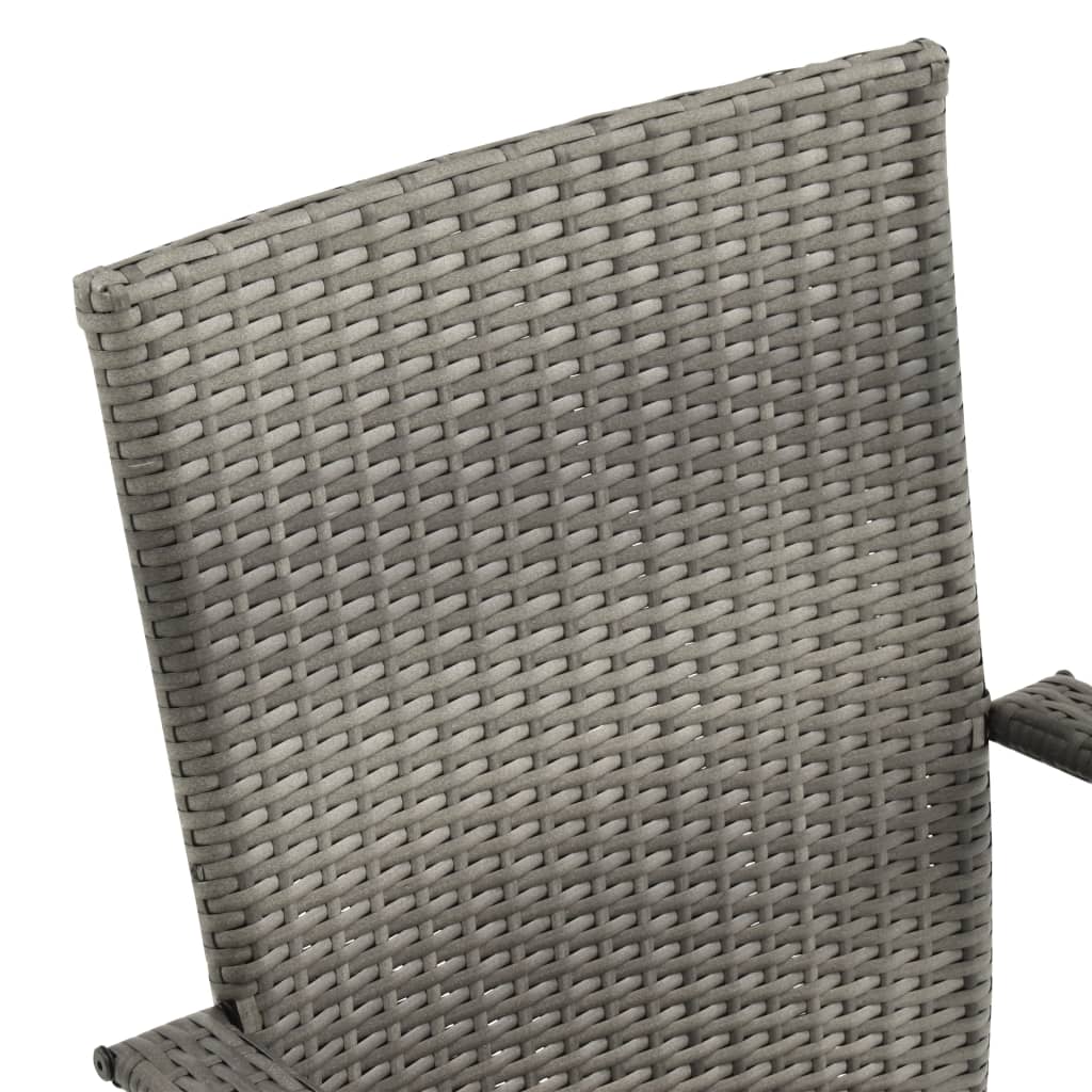 Stackable Outdoor Chairs 2 pcs Grey Poly Rattan - Newstart Furniture