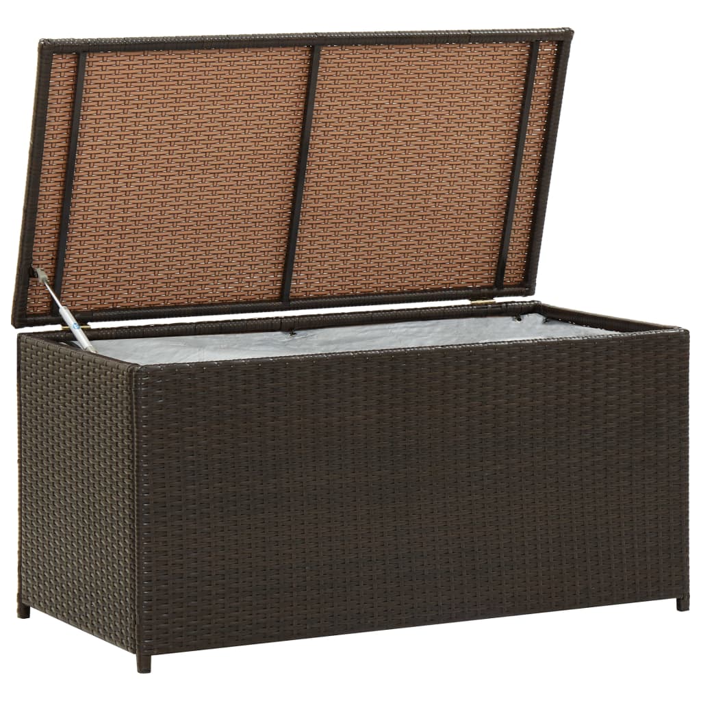 Garden Storage Box Poly Rattan 100x50x50 cm Brown - Newstart Furniture