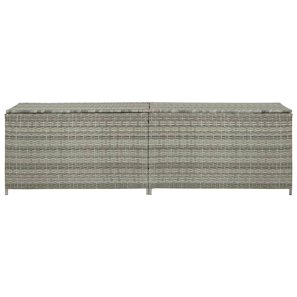 Garden Storage Box Poly Rattan 200x50x60 cm Grey - Newstart Furniture