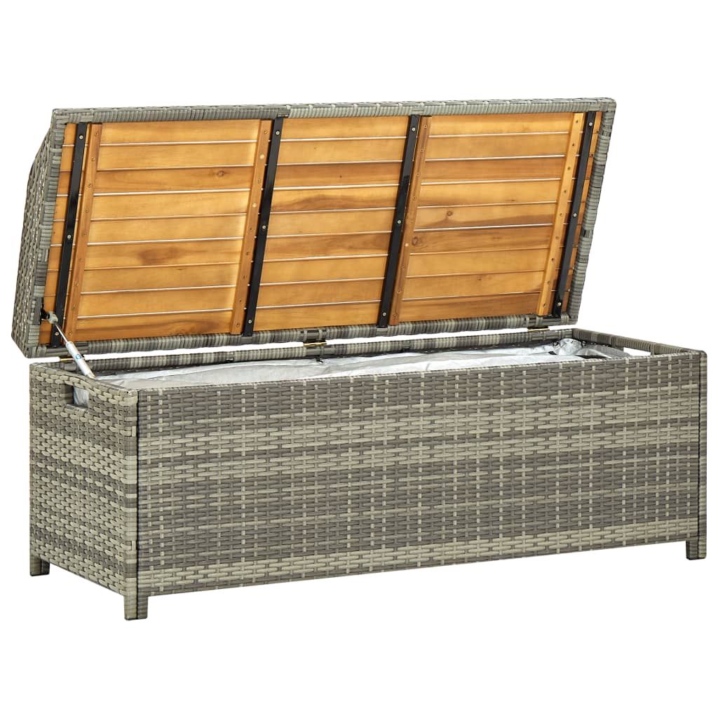 Garden Storage Bench 120 cm Poly Rattan Grey - Newstart Furniture