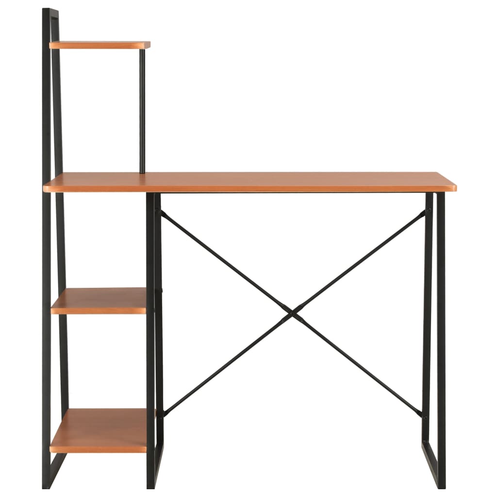 Desk with Shelving Unit Black and Brown 102x50x117 cm - Newstart Furniture