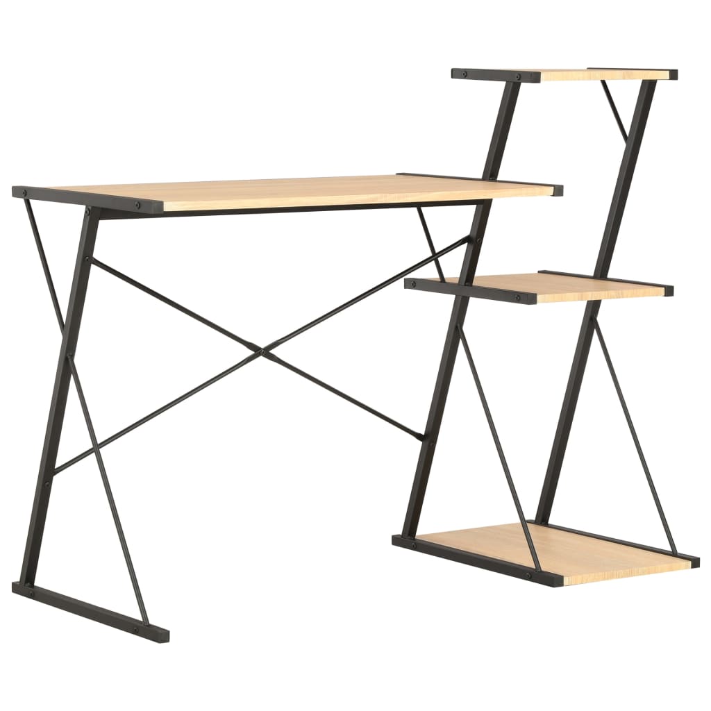 Desk with Shelf Black and Oak 116x50x93 cm - Newstart Furniture