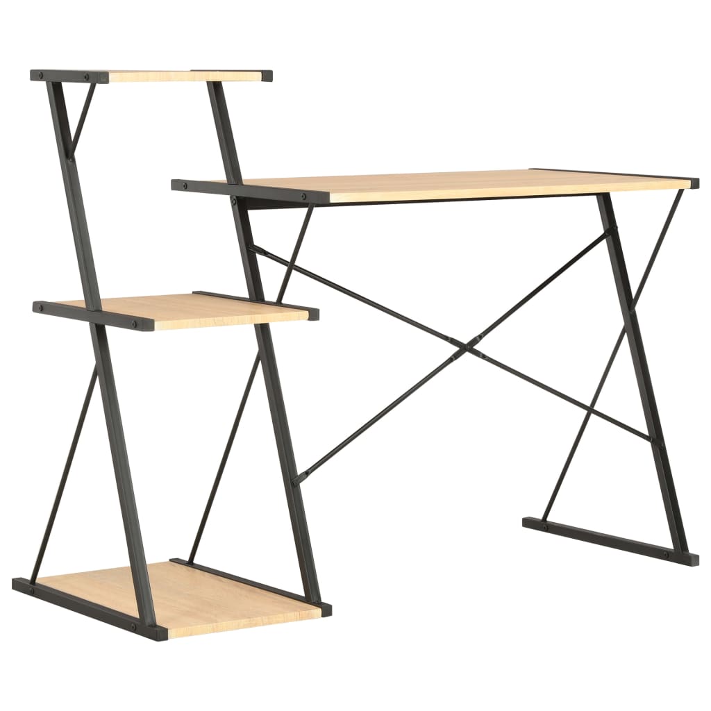 Desk with Shelf Black and Oak 116x50x93 cm - Newstart Furniture
