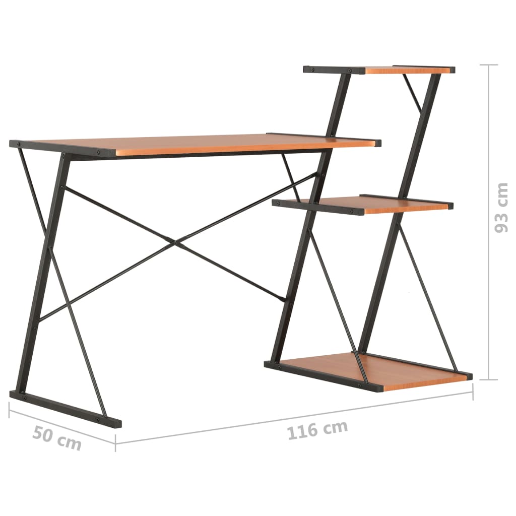Desk with Shelf Black and Brown 116x50x93 cm - Newstart Furniture