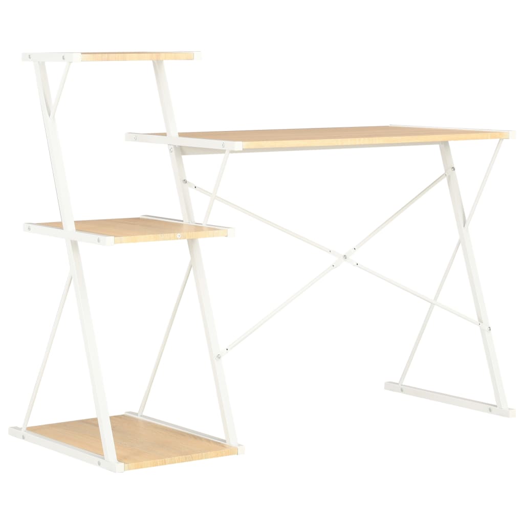 Desk with Shelf White and Oak 116x50x93 cm - Newstart Furniture