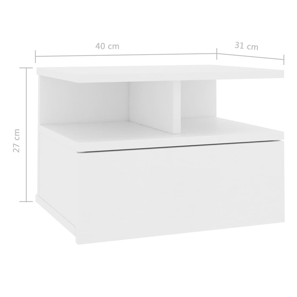 Floating Nightstands 2 pcs White 40x31x27 cm Engineered Wood - Newstart Furniture
