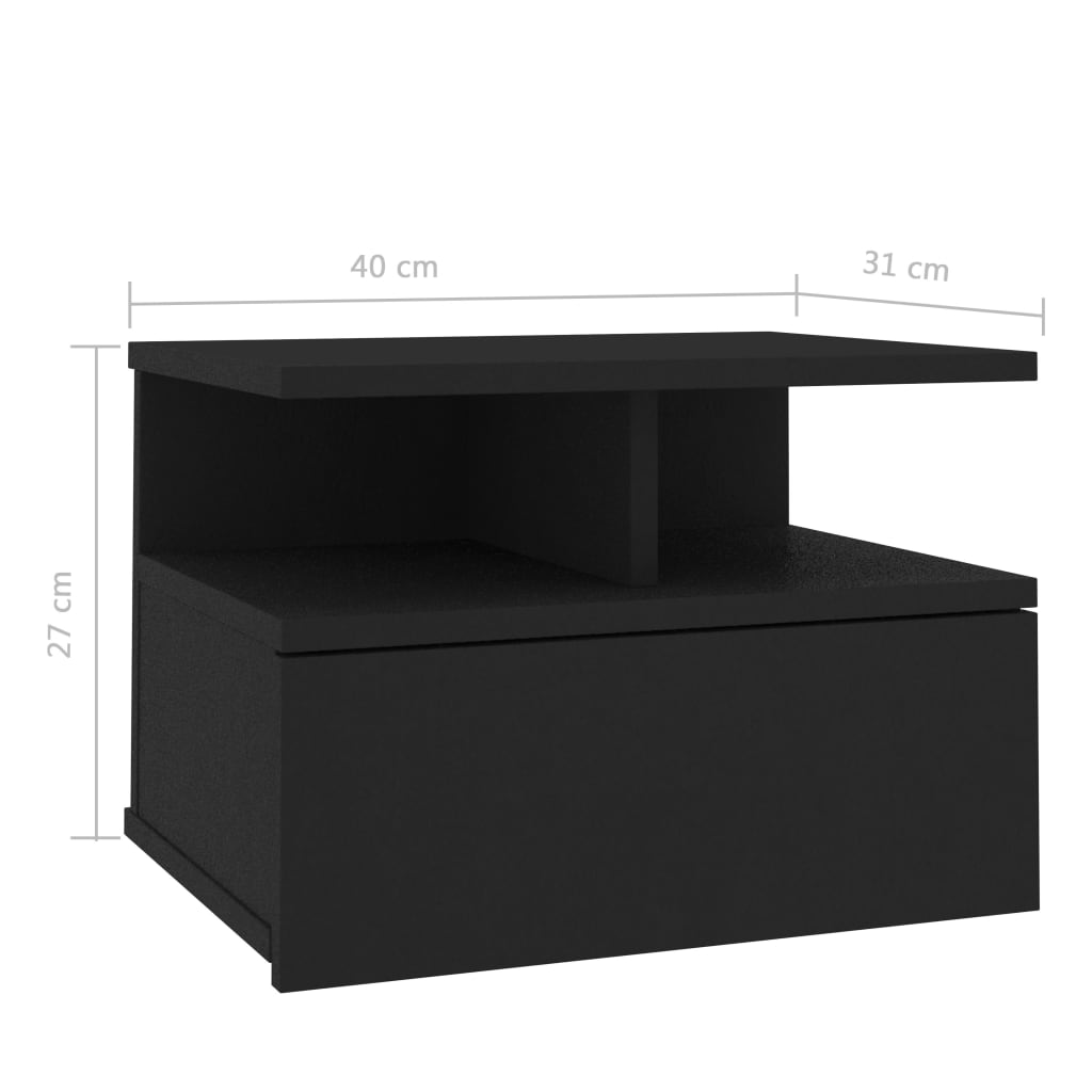Floating Nightstand Black 40x31x27 cm Engineered Wood - Newstart Furniture