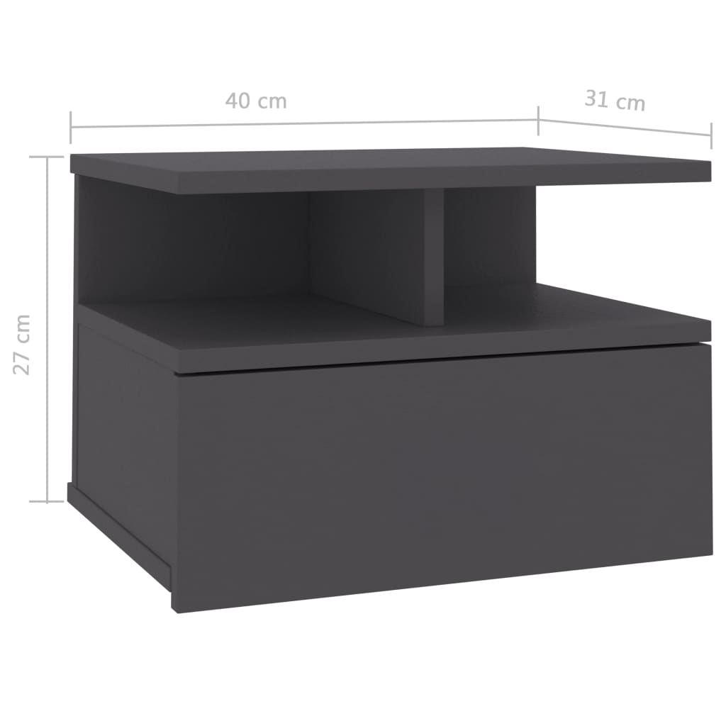 Floating Nightstands 2 pcs Grey 40x31x27 cm Engineered Wood - Newstart Furniture