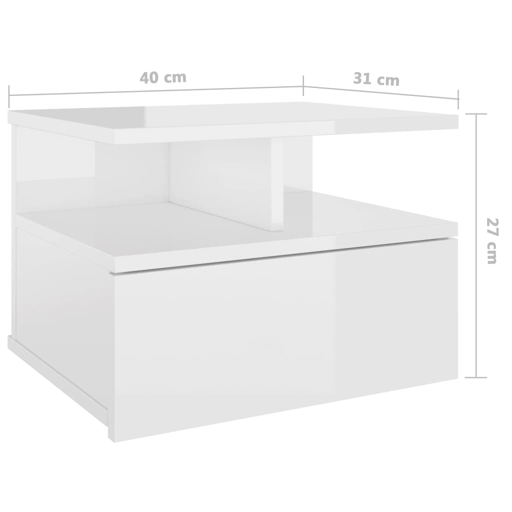 Floating Nightstands 2 pcs High Gloss White 40x31x27 cm Engineered Wood - Newstart Furniture