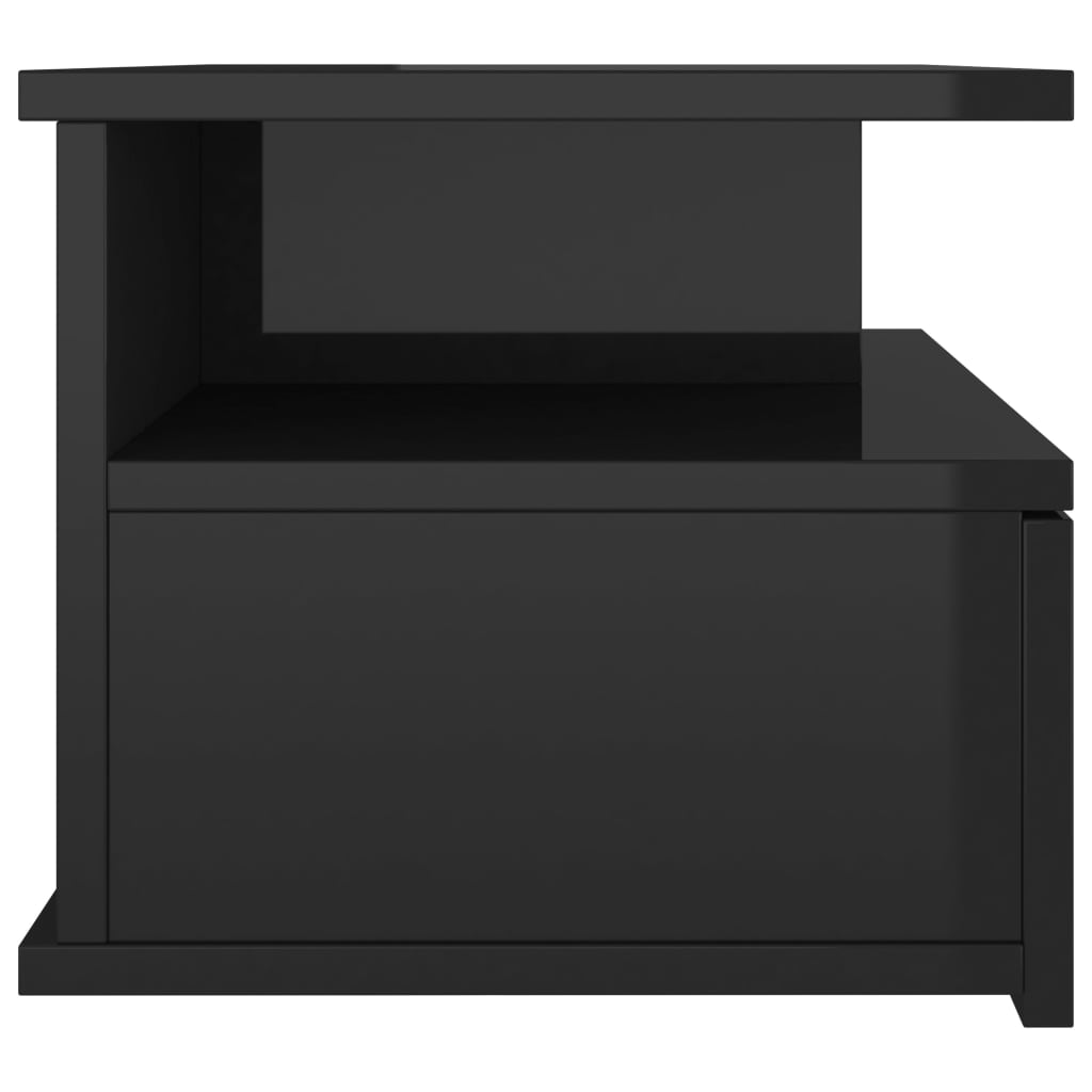 Floating Nightstand High Gloss Black 40x31x27 cm Engineered Wood - Newstart Furniture