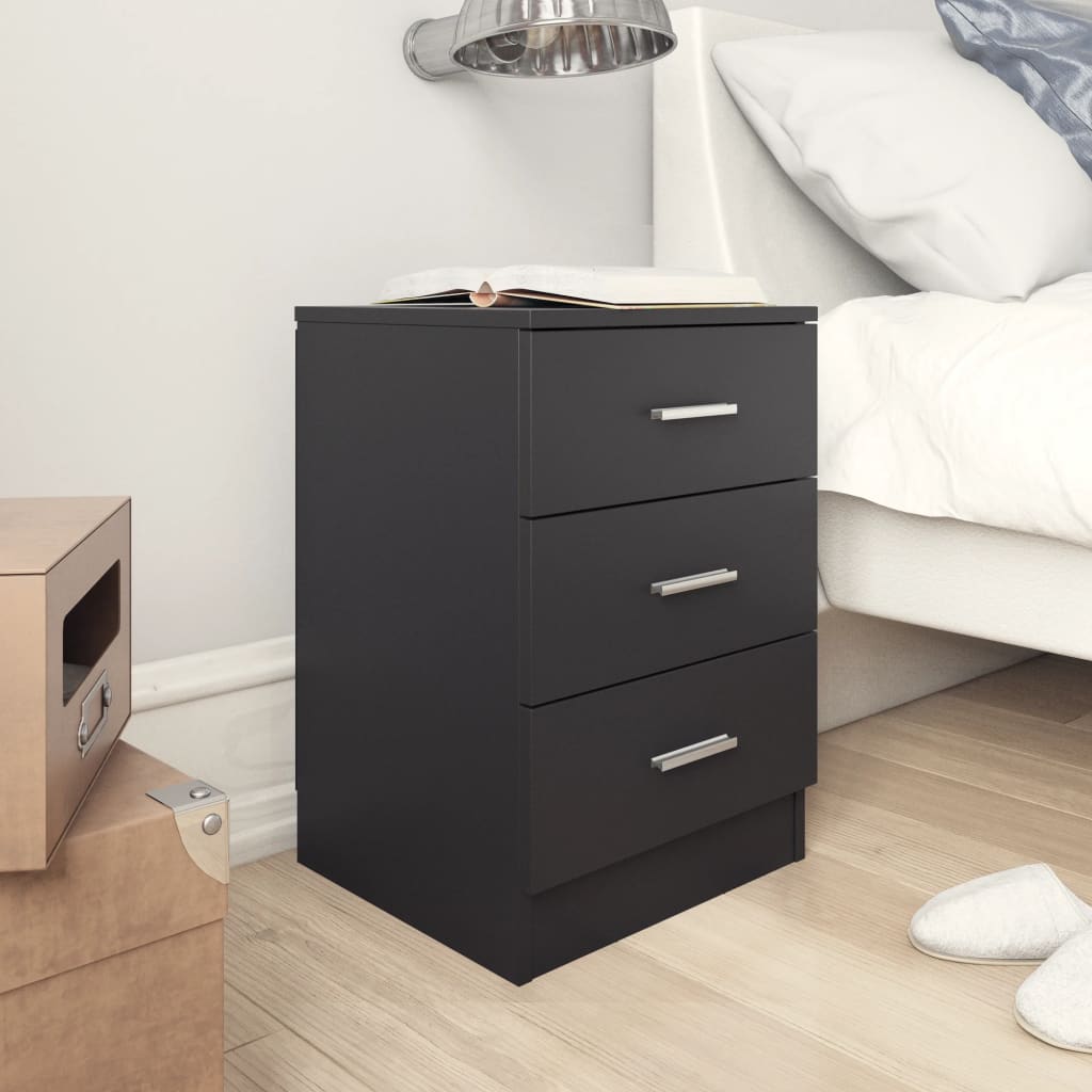 Bedside Cabinet Black 38x35x56 cm Engineered Wood - Newstart Furniture