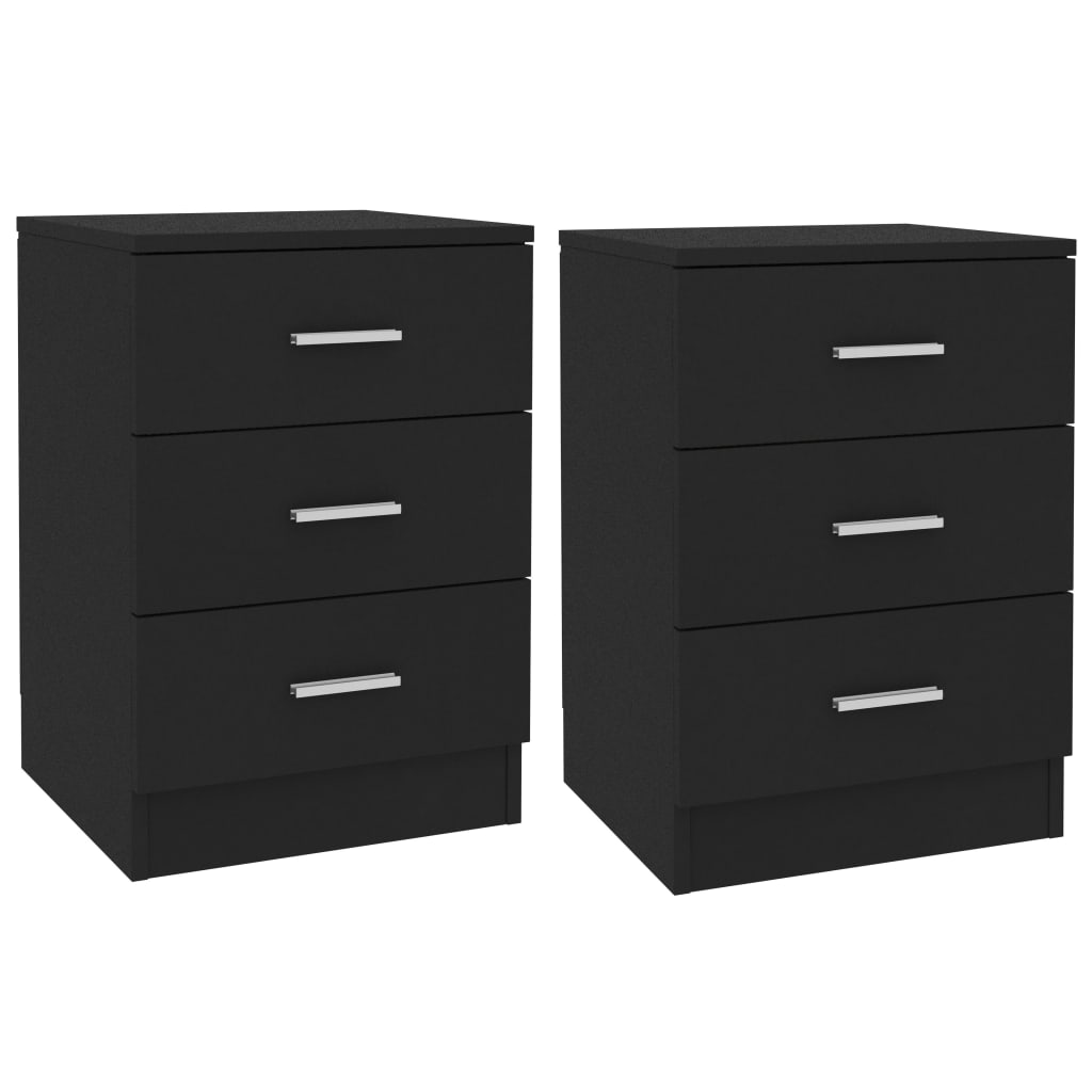 Bedside Cabinets 2 pcs Black 38x35x56 cm Engineered Wood - Newstart Furniture