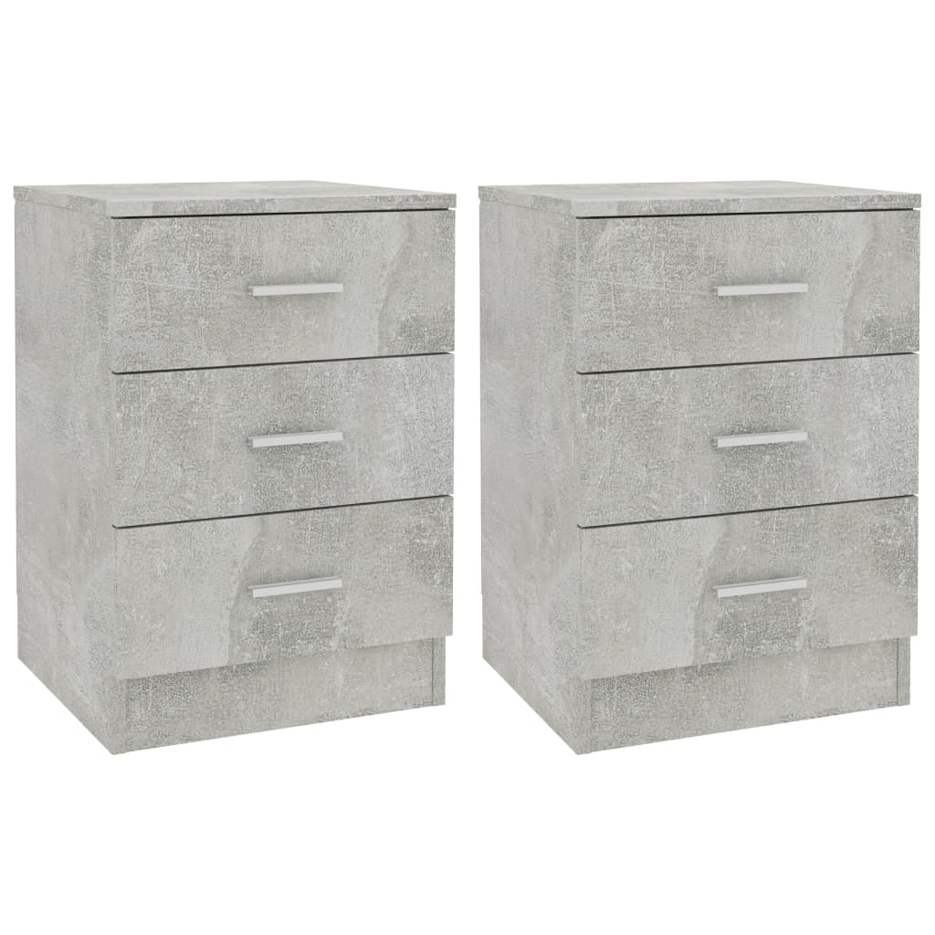 Bedside Cabinets 2 pcs Concrete Grey 38x35x56 cm Engineered Wood - Newstart Furniture