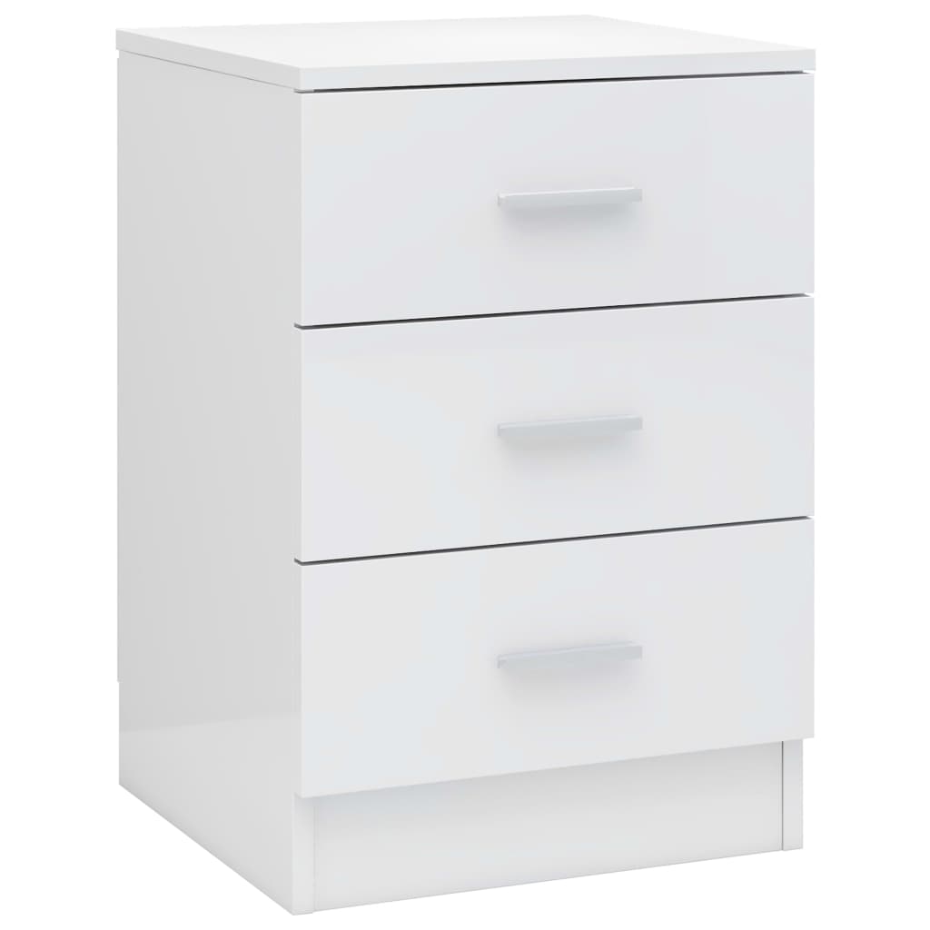 Bedside Cabinets 2 pcs High Gloss White 38x35x56 cm Engineered Wood - Newstart Furniture